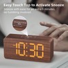 uscce Wooden Digital Alarm Clocks for Bedrooms: Dimmable Dual Alarm