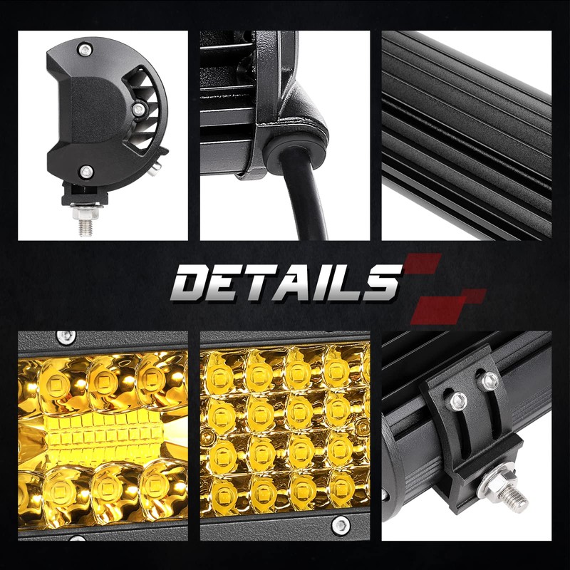 Amber LED Light Bar, OFFROADTOWN 15'' 224W Quad Row Spot