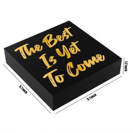 Inspirational Quote Black Wood Box Sign, Inspirational Office Decor Decorative Table Shelf Desk Decor, The Best is Yet to Come Wooden Block Box Sign, Encouragement Gifts for Women Friend Coworker