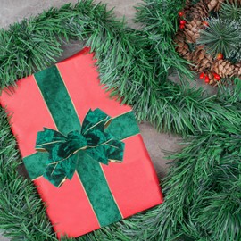 Green Velvet Ribbon Wired 2.5" x 10 Yards for St. Patrick's Decor DIY Crafts Gift Wrapping Garland Wreath Decorations, Choker Hair Bow Making Wedding Bridal Shower Home Irish Easter Party Decor