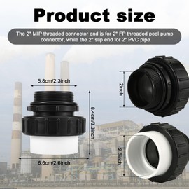 2pcs Hi-Temp Union, 2" MIP x 2" Slip PVC Coupling Compatible with All Pentair Whisperflo and Intelliflo Pumps High Temperature Union Pool Pump Fittings for Underground Swimming Pools 21063-200-000