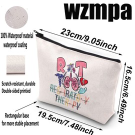 WZMPA Respiratory Therapist Cosmetic Makeup Bag Respiratory Technician Gift Respiratory Tech Zipper Pouch Bag For RT Student Teacher, Respiratory Therapist, Travel