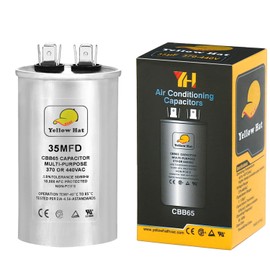 Capacitor for Air Conditioner 35 uf MFD 370 or 440 Volt VAC, Multi-Purpose Round Capacitor for AC Motor Run or Fan Motor Start or Condenser Straight