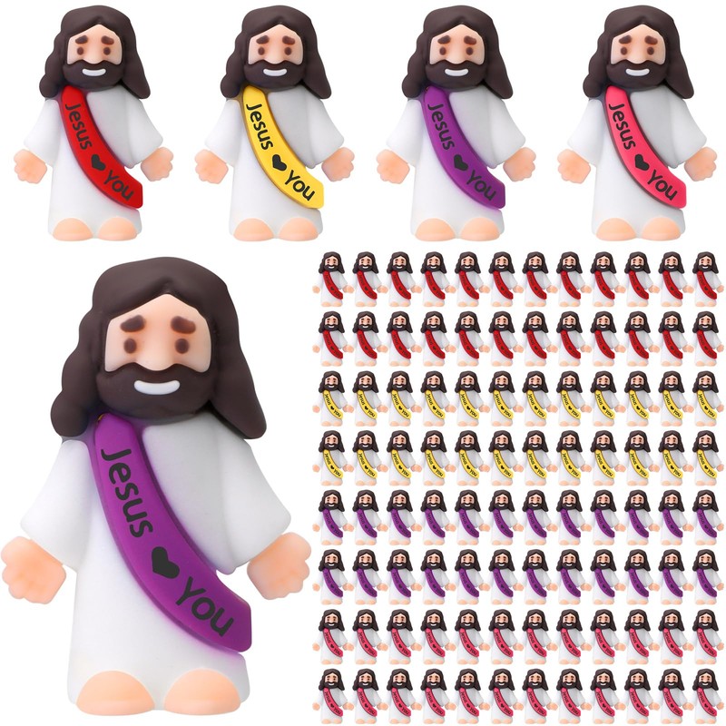Bememo 100 Pcs Little Jesus Figures Jesus Loves You Original