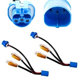 iJDMTOY 9007 9004 HB5 Power Cord Wire Harness Adapters w/ 2 Sets in-line Error Bypass Load Resistors Compatible with Headlamp High/Low Beam Lighting Retrofit Fix Low Wattage Related Issue