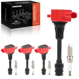 A-Premium (Red) Set of 8 Ignition Coil Pack and Iridium Spark Plugs Compatible with Nissan Sentra 2002 2003 2004 2005 2006 1.8L, Replace# 2244895F0A, 224488U715