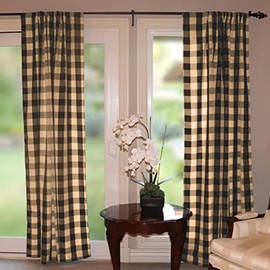 lovemyfabric Big Buffalo 2 Inch Checkered 100% Polyester Curtain Window Treatment/Decor Panel Country Style- Black and Beige (2, 56"X36")