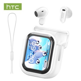 HTC NE20 Bluetooth 5.4 Earphones LED Display High Fidelity Waterproof Wireless Earphones | Suitable for Office, Sports, Study and Audio Calls | Built-in Microphone | Earphones:_White
