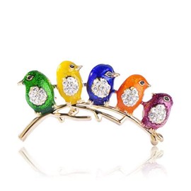 Comelyjewel Colorful Little Birds Brooch Pins Alloy & Crystal Brooch Jewelry Gifts Useful and Practical