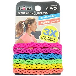 scunci Everyday & Active Strand Elastics, Assorted Colors 6 ea (Pack of 6)