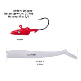 Goture Soft Fishing Lures Jig Heads Saltwater & Freshwater Minnow Fishing Lures T Tail with Jig Head Fishing Lures Swim Shad Bait for Bass Fishing