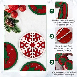 Pack of 8 Christmas felt coasters, felt coasters, winter motif, Christmas coasters, felt deer felt coasters, snowman coasters, snowflake coasters, cup coasters