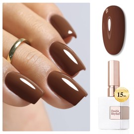Double Rhythm 15ML Gel Polish Jelly Sheer Pastel Light Milky Color 1 PC 0.53 OZ Bottle UV Nail Polish Art Salon at Home for Women (Deep Brown-B-A1446)