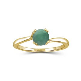 JEWELEXCESS Emerald Ring May Birthstone Jewelry – 0.50 Carat Emerald 14K Gold over Silver Ring Jewelry – Gemstone Rings with Hypoallergenic 14K Gold over Silver Band