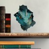 Teal Dragon Decal - Wall Hole Sticker with 3D Effect