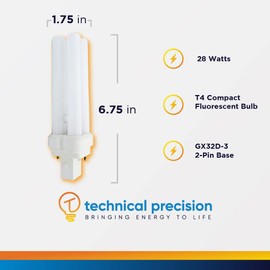 Technical Precision Replacement for Light Bulb/Lamp PLC15mm-28w/27 Light Bulb T4 28 Watt Compact Fluorescent 2 Pin Light Bulb - GX32D-3 Base - 1 Pack