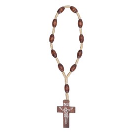 Tissting Wooden Rosary 6.1 X 1.3 X 0.8 Inch Small Solidwood Cross Bead Rosary Hand Carved Catholic Rosaries for Baptism Cathedral, Decoration