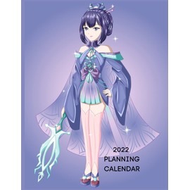 2022 Minimalist Planning Calendar: Anime Girl in Lavender Minimalist Monthly and Weekly Calendar, 8.5 X 11 inches, 100 pages