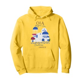 Travel Greek Island Santorini Greece Oia Village Blue Church Pullover Hoodie