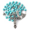 HanlinCC Turquoise Beads Catholic Rosary Necklace with Anti-Silver Plated Fatima