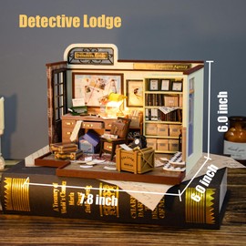 Flever Dollhouse Miniature DIY House Kit Creative Room with Furniture for Romantic Valentine's Gift (Detective Lodge)