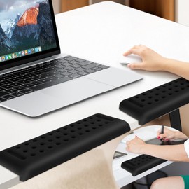 2-Piece Ergonomic Desk Edge Cushion, L-Shaped Memory Foam Elbow Pads with Non-Slip Base, Arm Rest for Desk & Wrist Rest for Computer Keyboard, Office and Home Use