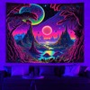 Manicer Blacklight Galaxy Moon Tapestry - Alien Landscape, UV Reactive