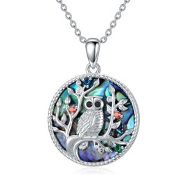 Dorunmo Owl Necklace 925 Sterling Silver Tree of Life Necklace Owl Graduation Jewelry for Women Her