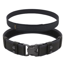 Dotacty Duty Belt Kit for Law Enforcement Police Security Correctional Officer 2" Utility Belt Nylon Tactical EDC Patrol Work Dual Belt Black M