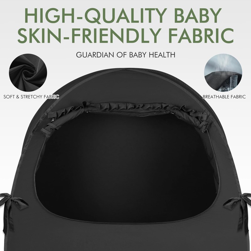 Crib Blackout Tent for Pack N Play, Pop Up Travel
