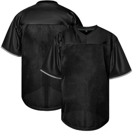 Atonmore Men Blank Plain Football Jersey, Adult Hip Hop Hipster Short Sleeve Mesh Pullover Shirts,Custom Sports Uniforms for Party(TXZ-Black,X-Large)