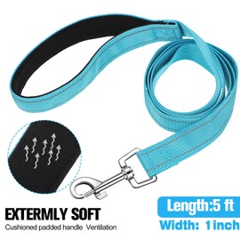 6 Pieces Double Sided Reflective Dog Leash, Nylon Dogs Leashes for Medium and Large Dogs Heavy Duty Padded Handle Dog Leash for Walking, Training, 5 Feet (Classic)