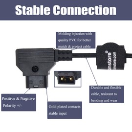 Locking DC 5.5 2.1 to D Tap Coiled Power Cable for Video Devices PIX-E7 PIX-E5 7 Touchscreen Display Hollyland Mars 400s Amaran 60X (Coiled Cable, Angle Locking DC)