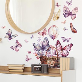 Gorgeous Flower Basket Butterfly Wall Stickers, sacinora Colorful Butterflies Wall Decals Removable Vinyl Peel and Stick for Living Room Bedroom Children's Room Nursery Playroom Art Decorations