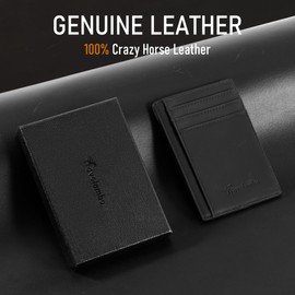 Travelambo Slim Wallet Front Pocket Minimalist Leather RFID Blocking Medium Size