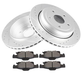 BRAKEUS 5 Lugs Rear Brake Rotors and Pads Kits Replacement For Dodge For Durango 2011-2017,For Jeep Grand Cherokee 2011-2017