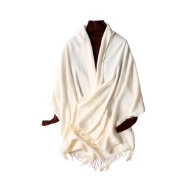 maikun Women's Scarf, Large Scarf, Wool, Scarf, Women's, Large Stole, Wedding, Thick, Student, Solid Color, Pair of Birthdays Gift, Christmas Gift, wool-white