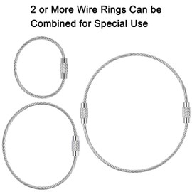 Wisdompro 100 Pcs Wire Keychain Cable, Stainless Steel Cable Key Ring Loops for Luggage Tags, Keys - 6.3 inch