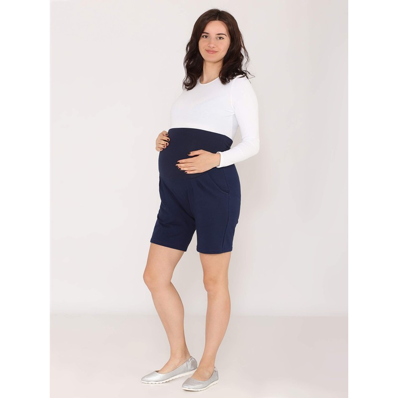 Be Mammy BE20-234 Women's Maternity Shorts, navy