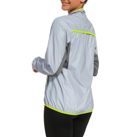 bpbtti Running Jacket for Women 360 Reflective Windbreaker Lightweight Jacket Full Zip Tops (Grey/Neon yellow, Small)
