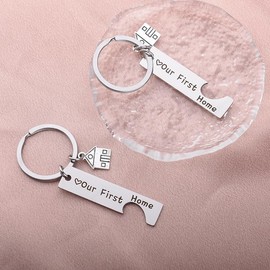 First Home Gifts for Couple Wife Husband Christmas Gifts for Fiancee Fiance Housewarming Gift House Keychain for Girlfriend Boyfriend New Home Gifts for Home Keys Our First Home Keychain 2 Pcs