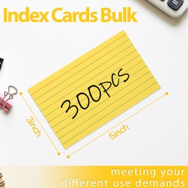 HEYPLACE 300PCS Color Index Cards, 3x5 Ruled Notecards Blank Note Flash Cards Business Cards for Studying Taking To Do List