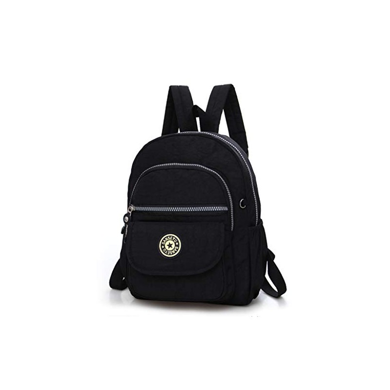 Fueerton Nylon Lightweight Backpack Durable Small Daypack for Women (Black)