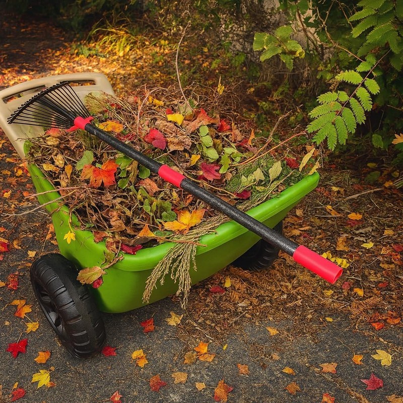Adjustable Garden Leaf Rake - 58" Heavy Duty Metal Leaves