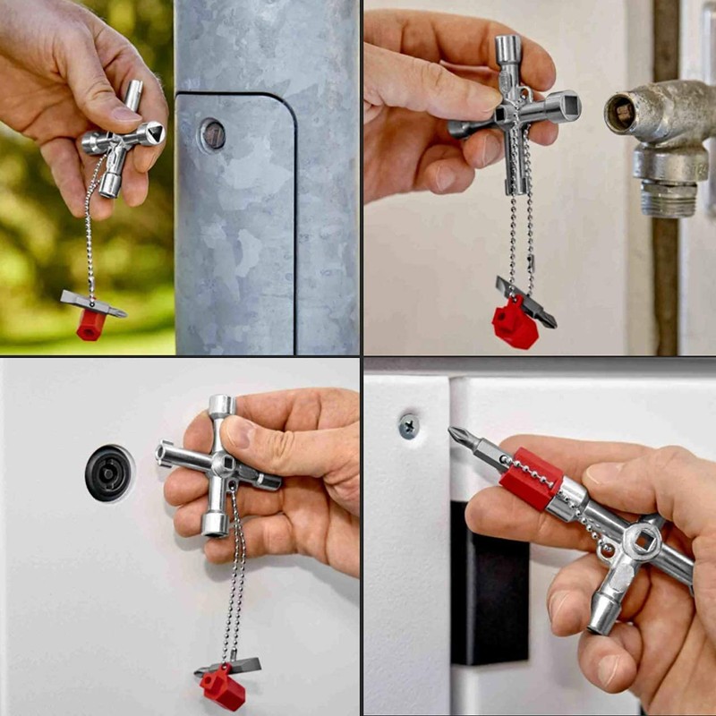 DODODIY Multi-Functional Spanner Key 4 Ways Utility Key Triangle Cabinet