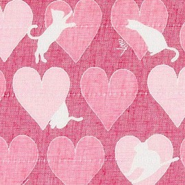 Shirayuki Fukin Yuzen Dish Towel, Cat Pattern, Cherry, Use Chlorine Bleach