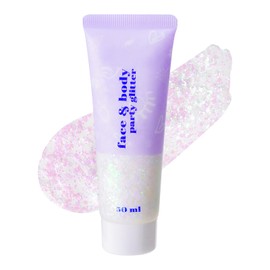 Prreal Body Glitter Gel, Holographic Face Glitter Body Gel Rave Party Accessories, Chunky Glitters for Face Hair Nails, Cosmetic Laser Powder Festival Sequins Paint Makeup, #Iridescent