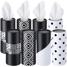 Eaasty 8 Pack Car Tissue Cylinder Holder with Facial Napkins Bulk Travel Tissues for Car Cup Holder Napkin Box Round Container for Wedding Birthday Christmas Party