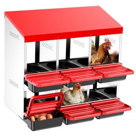 ZenxyHoC Two-Tier Chicken Nesting Box Red 6 Compartments