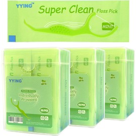 YYING - Dental Flossers 150 Count Each Individually Wrapped, Fresh Mint Professional Tooth Picks Flossers for Adults Provide a Deep Cleaning with Portable Case